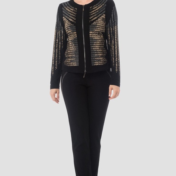 Joseph Ribkoff Black and Gold Embellished Top - Picture 12 of 12